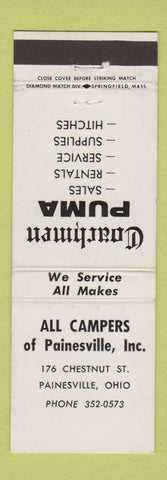 Matchbook Cover - Coachmen Puma Campers Painesville OH WEAR