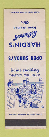 Matchbook Cover - Hardin's Restaurant New Bremen OH