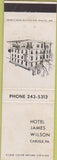 Matchbook Cover - Hotel James Wilson Carlisle PA