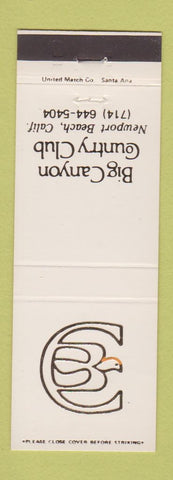 Matchbook Cover - Big Canyon Country Club Newport Beach CA