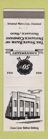 Matchbook Cover - State Bank of Defiance OH 1952 WEAR