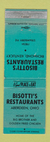 Matchbook Cover - Bisotti's Restaurants Aberdeen OH Richmond KY WORN
