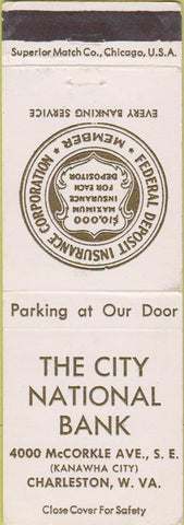 Matchbook Cover - City National Bank Charleston WV