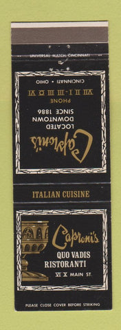 Matchbook Cover - Caproni's Restaurant Cincinnati OH Italian
