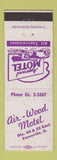 Matchbook Cover - Air Wood Motel Zanesville OH WEAR