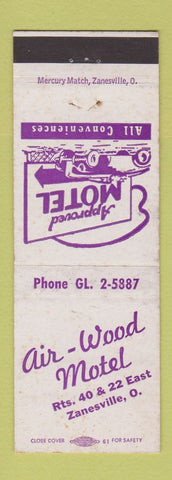 Matchbook Cover - Air Wood Motel Zanesville OH WEAR