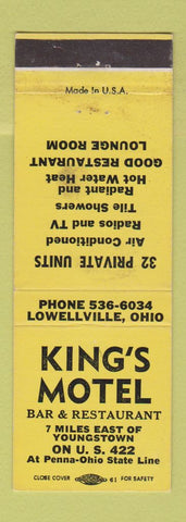 Matchbook Cover - King's Motel Lowellville OH