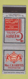 Matchbook Cover - Cherry Hotel Washington Court House OH