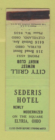 Matchbook Cover - City Grill Sederis Hotel Elyria OH WEAR