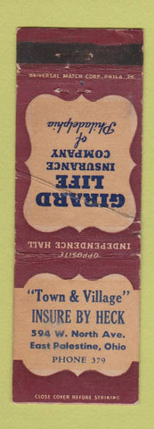 Matchbook Cover - Girard Life Insurance East Palestine OH WORN