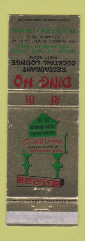 Matchbook Cover - Ding Ho Chinese Restaurant Columbus OH WEAR