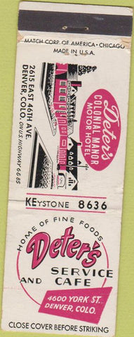 Matchbook Cover - Deter's Manor Motor Hotel Denver CO