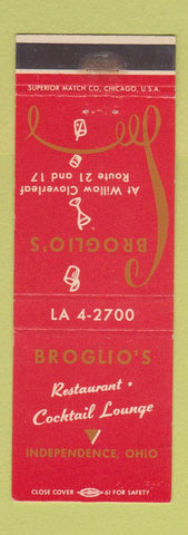 Matchbook Cover - Broglio's Restaurant Independence OH
