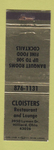 Matchbook Cover - Cloisters Restaurant Hilliard OH