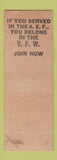 Matchbook Cover - VFW Conneaut OH