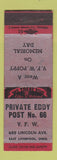 Matchbook Cover - VFW Private Eddy Post East Liverpool OH