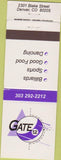 Matchbook Cover - Gate 12 Billiards Denver CO