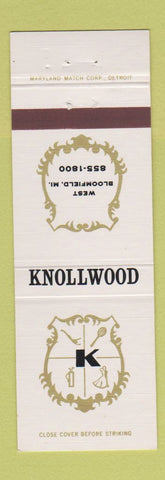Matchbook Cover - Knollwood Golf West Bloomfield MI
