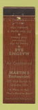 Matchbook Cover - Martin's Restaurant Bar Sandusky OH WORN