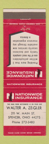 Matchbook Cover - Nationwide Insurance Walter Zeigler Spencer OH