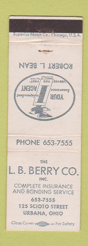 Matchbook Cover - LB Berry Insurance Urbana OH