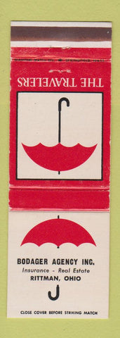 Matchbook Cover - Travelers Insurance Bodager Rittman OH WEAR