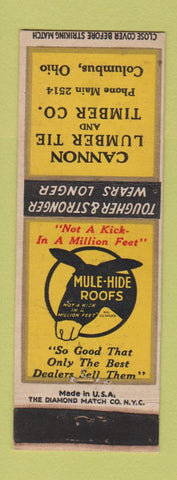 Matchbook Cover - Cannon Lumber Mule Hide Roofs Columbus OH