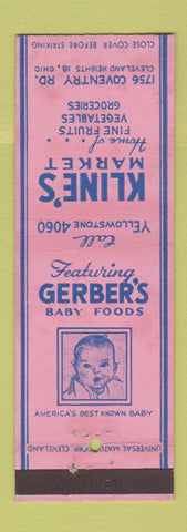 Matchbook Cover - Kline's Market Cleveland Heights OH Gerber Baby Food