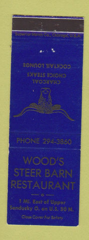 Matchbook Cover - Wood's Steer Barn Restaurant Sandusky OH