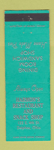 Matchbook Cover - Harmon's Restaurant Delphos OH