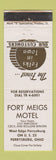 Matchbook Cover - Fort Meigs Motel Perrysburg OH WEAR