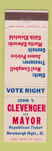 Matchbook Cover - John Clevenger for Mayor Newburgh Heights OH Republican