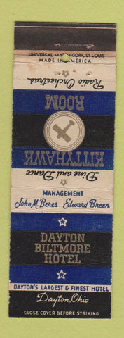 Matchbook Cover - Dayton Biltmore Hotel Kittyhawk Room Dayton OH WEAR #1
