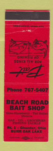 Matchbook Cover - Beach Road Bait Shop Glouster OH