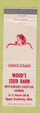 Matchbook Cover - Wood's Steer Barn Upper Sandusky OH WEAR