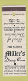 Matchbook Cover - Miller's Dining Room Lakewood OH WEAR