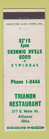 Matchbook Cover - Trianon Restaurant Alliance OH