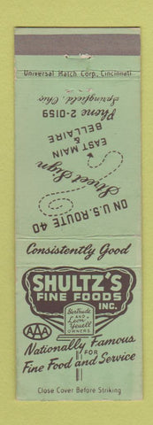 Matchbook Cover - Shultz's Fine Foods Springfield OH