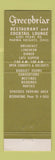 Matchbook Cover - Greenbriar Restaurant Parma Heights OH