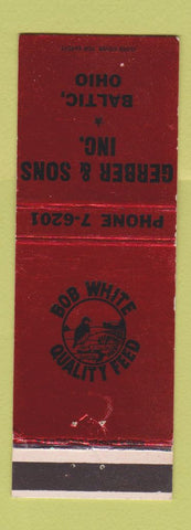 Matchbook Cover - Bob White Feeds Gerber and Sons Baltic OH