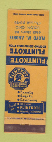 Matchbook Cover - Flintkote Roofing Siding Insulation Floyd Andres Solon OH