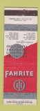 Matchbook Cover - Fahrite Steel Foundry Lima Springfield OH WEAR