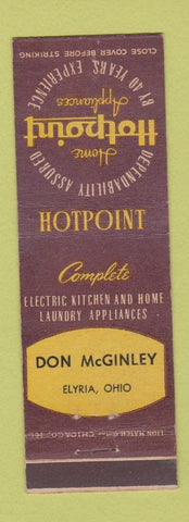 Matchbook Cover - Hotpoint Appliances Don McGinley Elyria OH