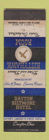 Matchbook Cover - Dayton Biltmore Hotel Kittyhawk Room Dayton OH WEAR #1