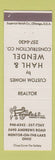 Matchbook Cover - Peoples Real Estate Mentor OH Hahl and Wendel Construction