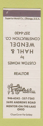 Matchbook Cover - Peoples Real Estate Mentor OH Hahl and Wendel Construction