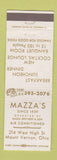 Matchbook Cover - Mazza's Restaurant Mount Vernon OH