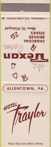 Matchbook Cover - Hotel Traylor Allentown PA