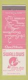 Matchbook Cover - The Swallows Restaurant Austinburg OH