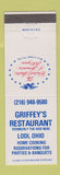 Matchbook Cover - Griffey's Restaurant Lodi OH 1976